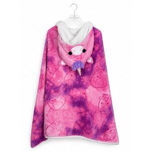 Squishmallows Lola Unicorn Hooded Blanket Kids Pink Purple Tie Dye Sherpa Plush